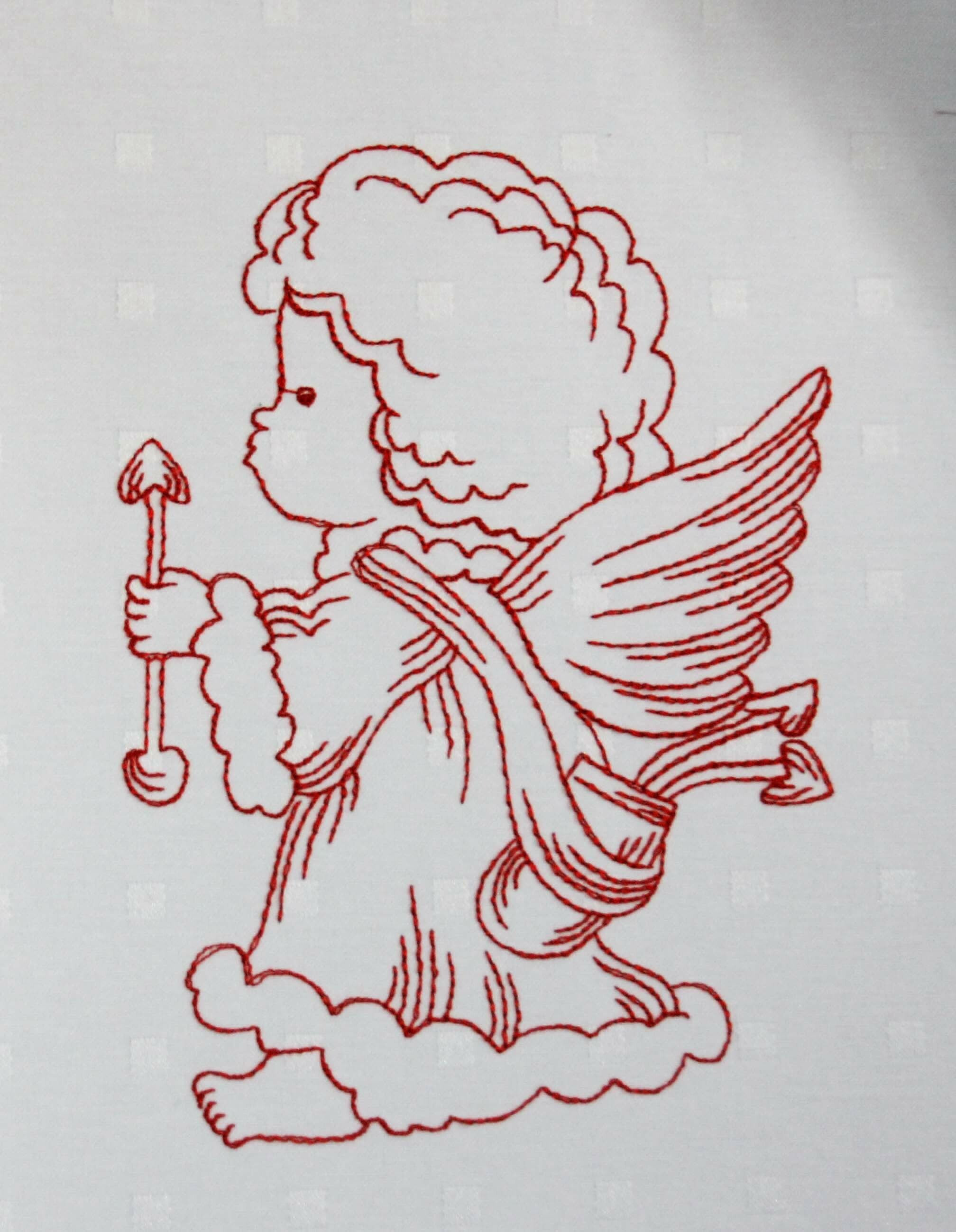 Machine Embroidery Designs Valentines Angels RedWork