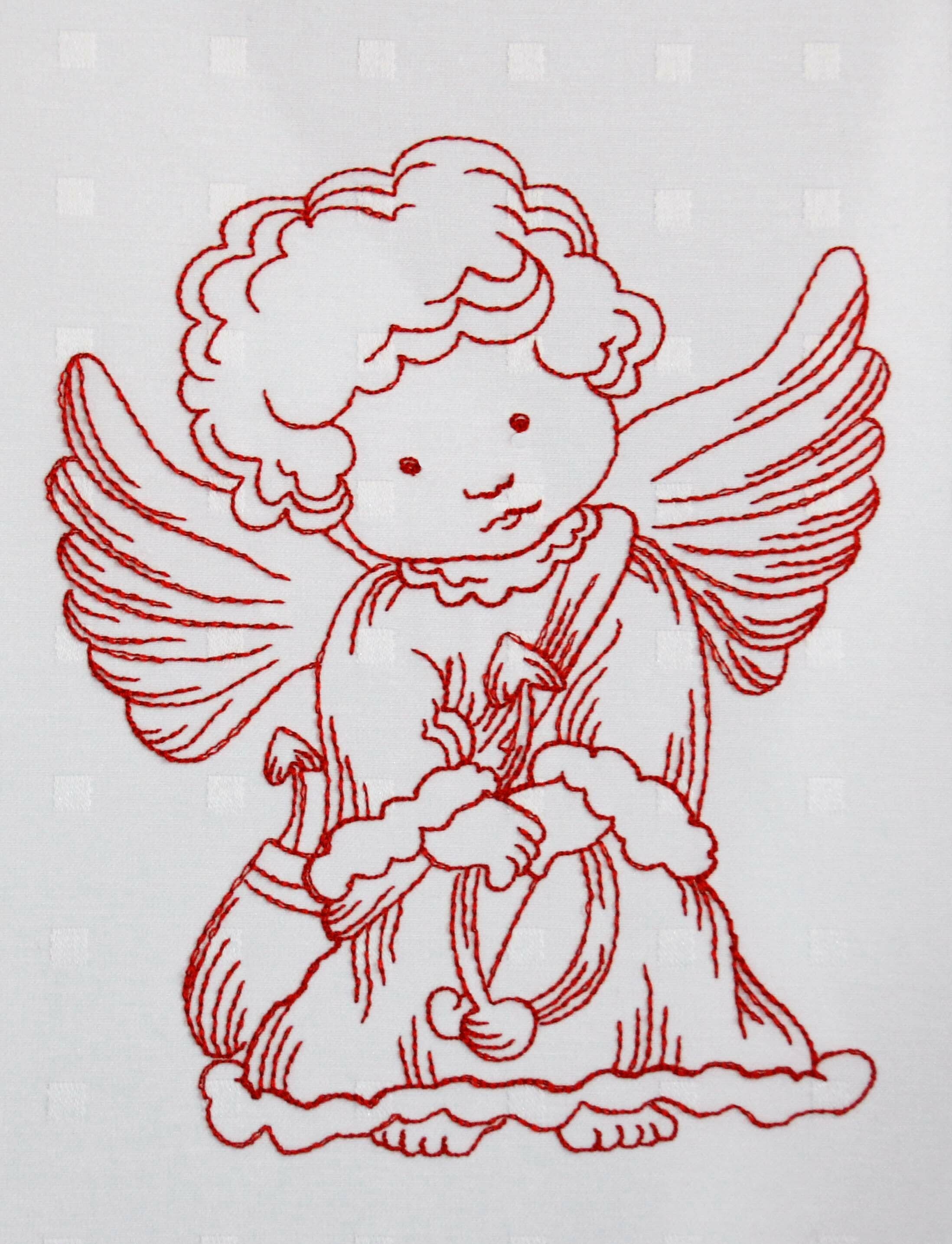 Machine Embroidery Designs Valentines Angels RedWork