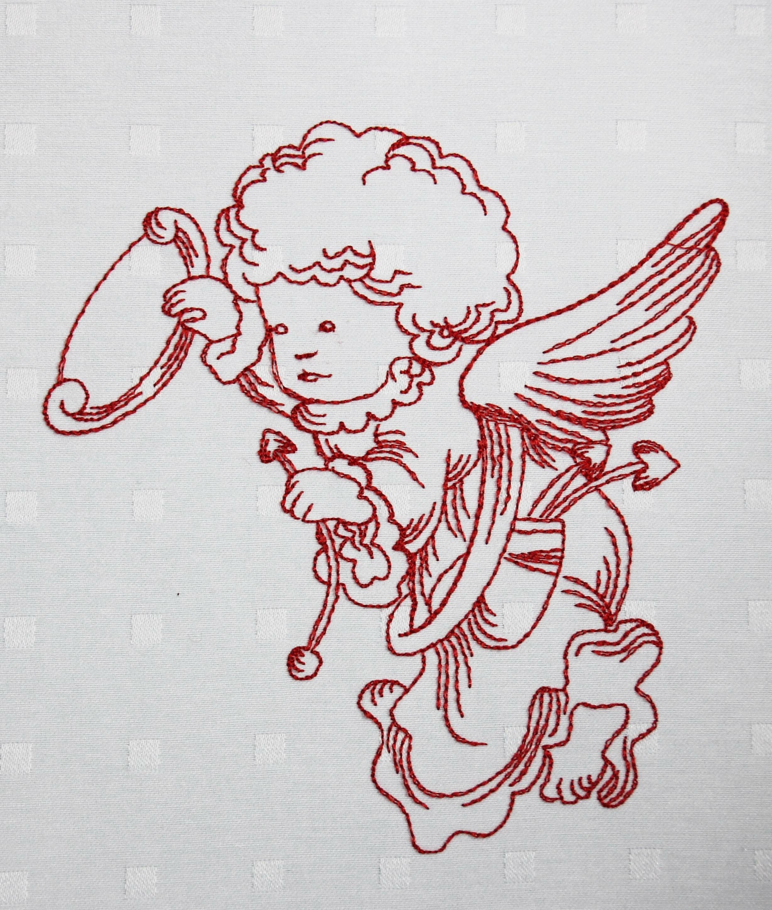 Machine Embroidery Designs Valentines Angels RedWork