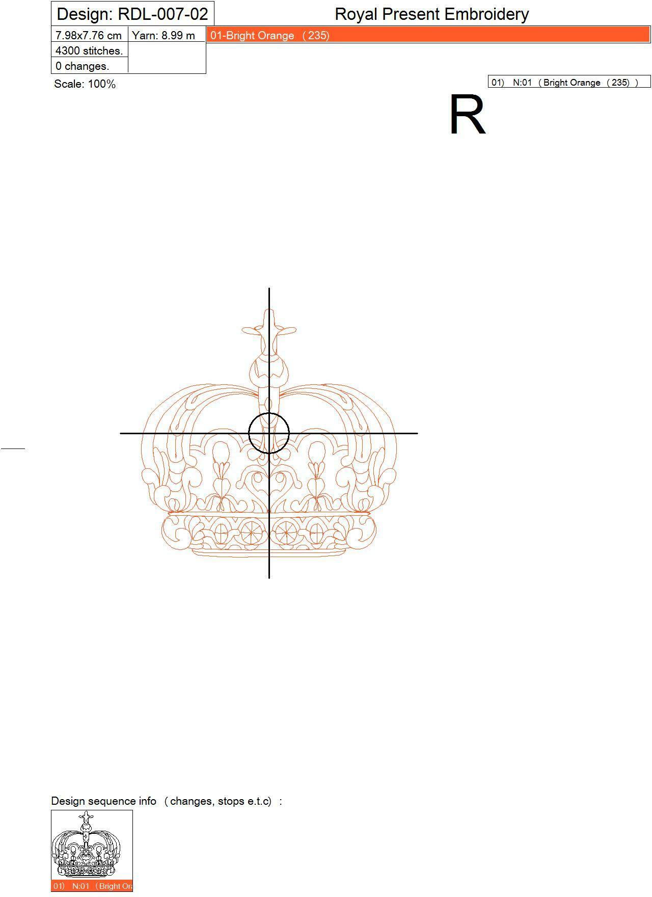 Red work King Crown Machine Embroidery Design
