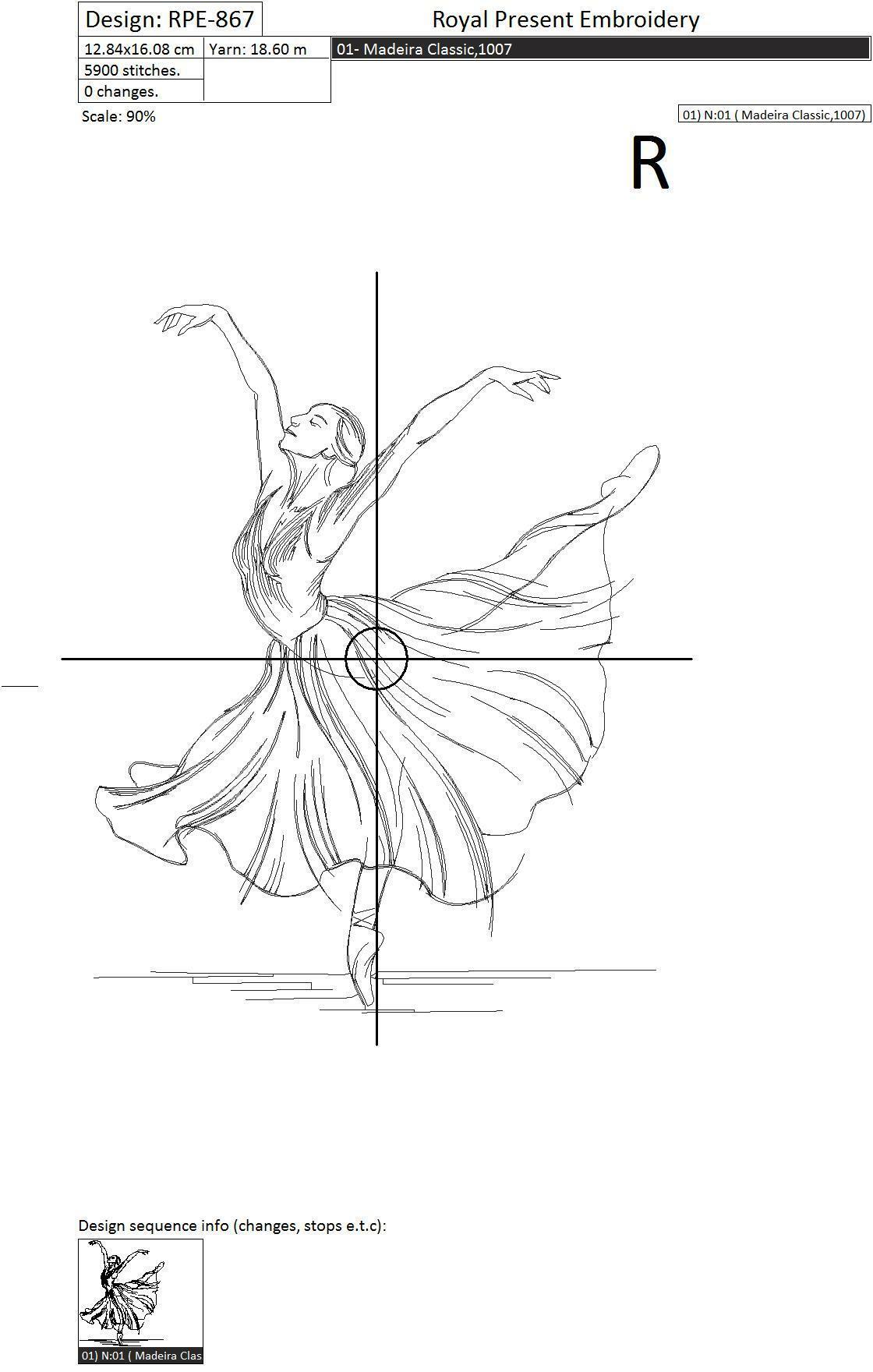 Machine Embroidery Design Young ballerina - 3 sizes