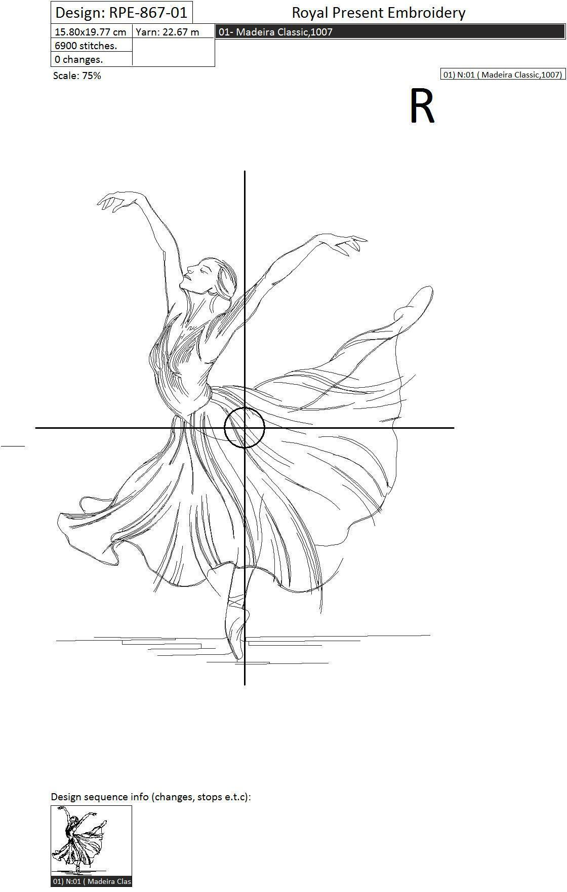 Machine Embroidery Design Young ballerina - 3 sizes