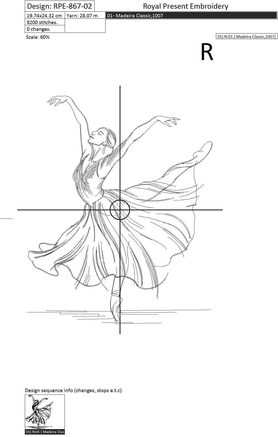 Machine Embroidery Design Young ballerina - 3 sizes