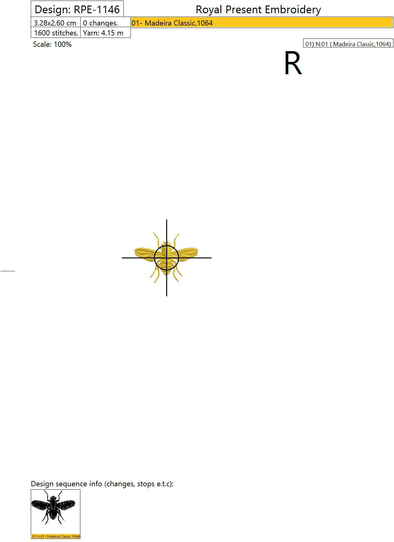 Machine Embroidery Design Napoleonic bee