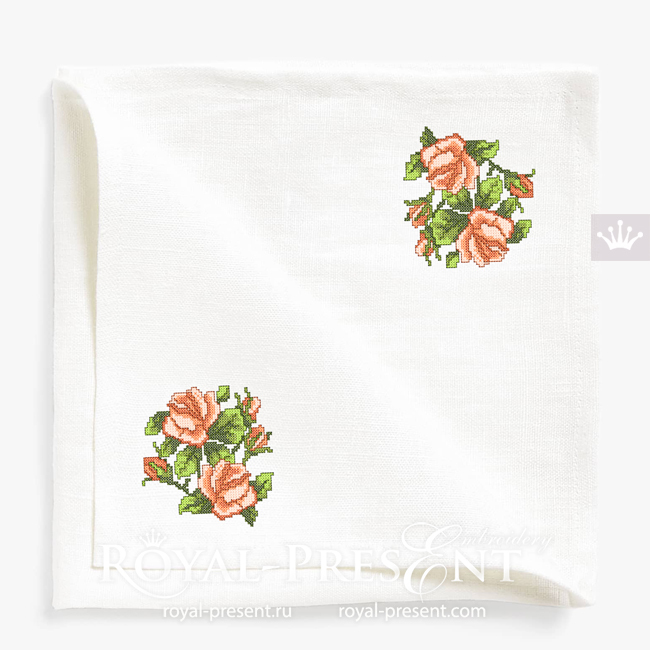 Rose bouquet Cross-stitch Machine Embroidery Design RPE-289