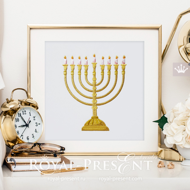 Menorah Machine Embroidery Design - 7 sizes RPE-1972