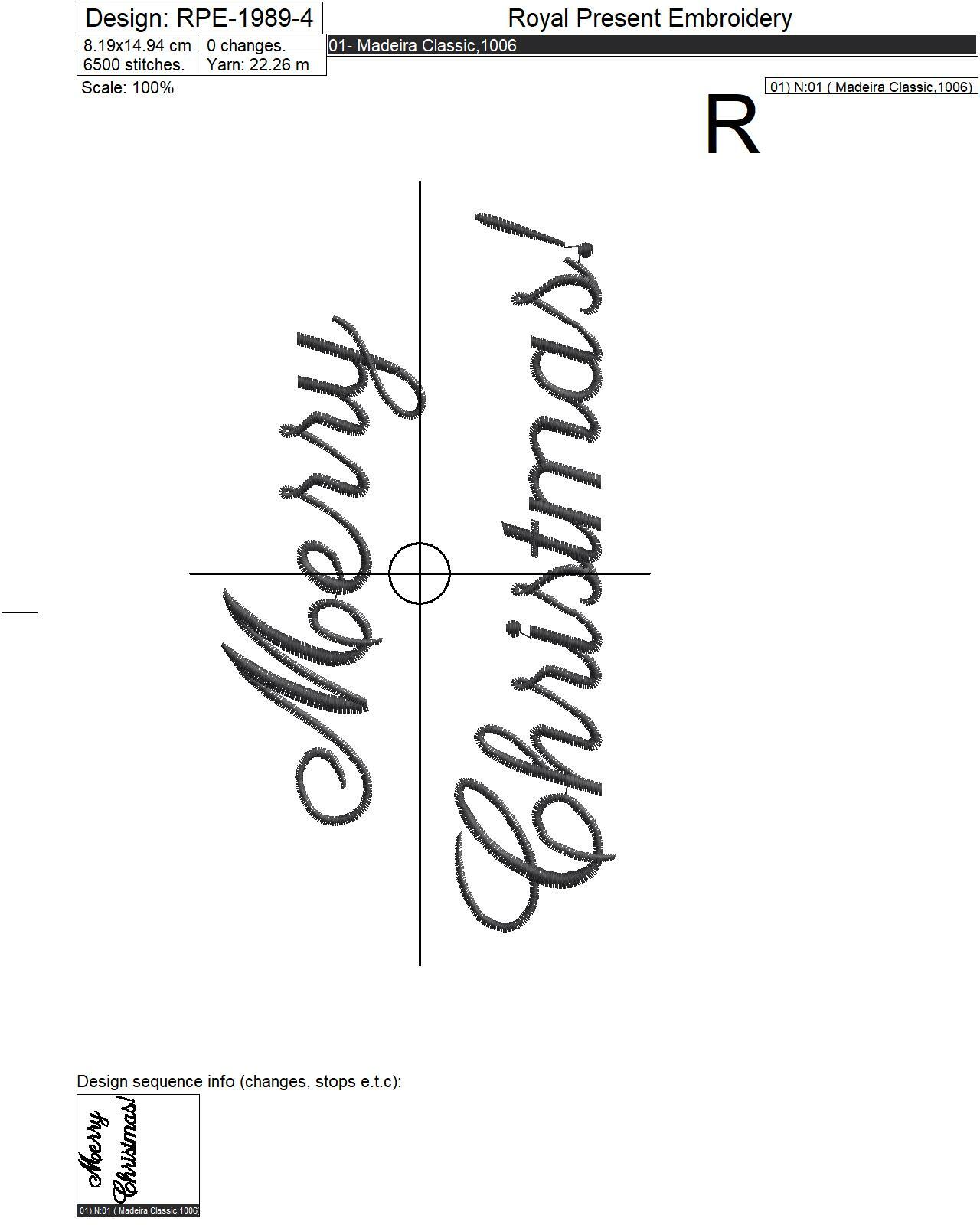 Merry Christmas lettering Machine Embroidery Design - 6 sizes