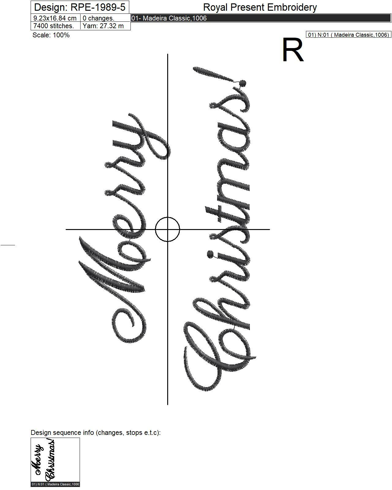 Merry Christmas lettering Machine Embroidery Design - 6 sizes