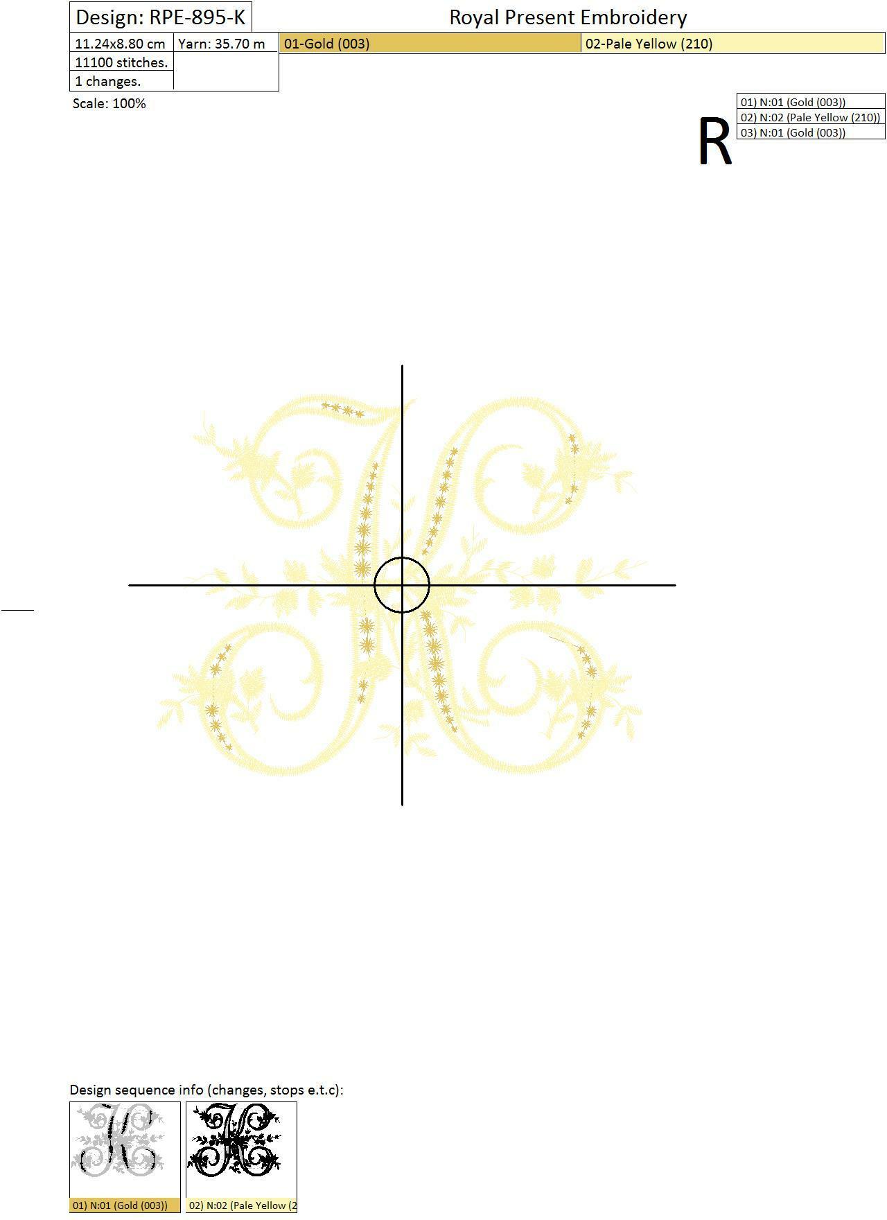Machine Embroidery Design Monogram K