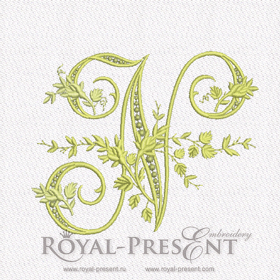 Machine Embroidery Design Monogram N
