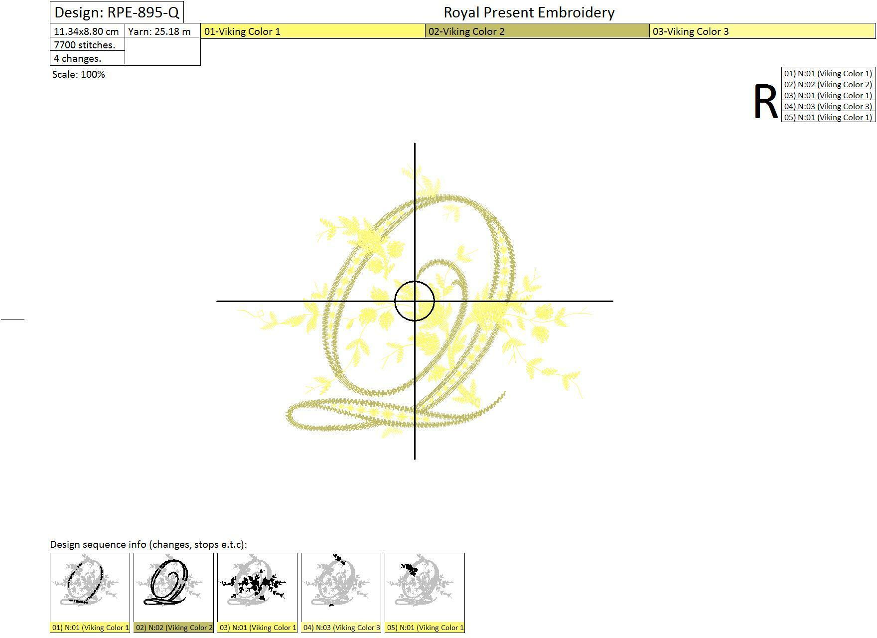 Machine Embroidery Design Monogram Q