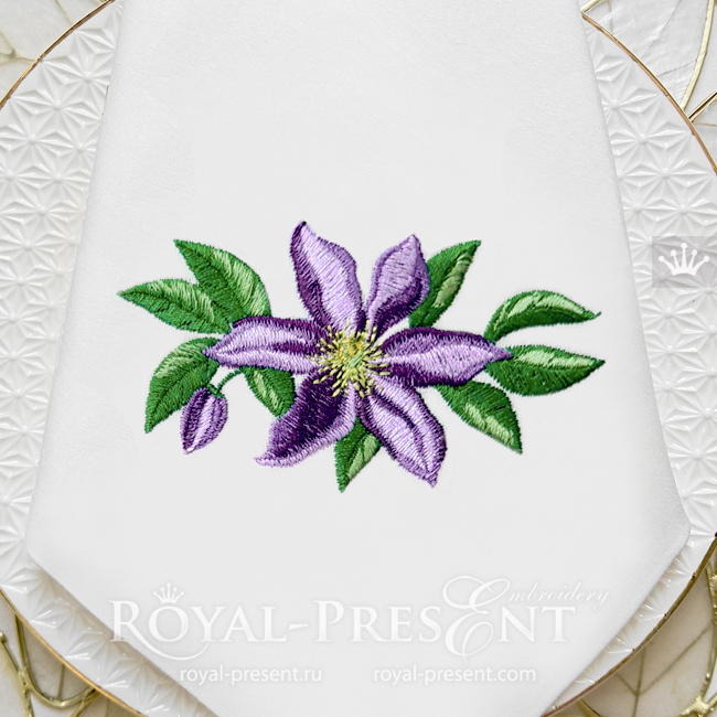 Clematis Flower Machine Embroidery Design - 4 size