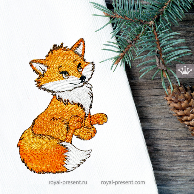 Cute Fox Machine Embroidery Design - 2 sizes RPE-2032