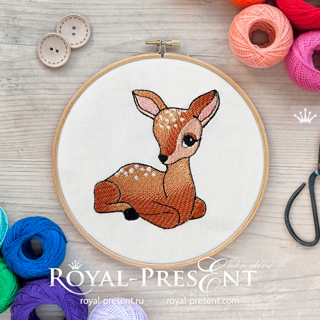 White-Tailed Fawn Embroidery Design - 2 sizes RPE-2037