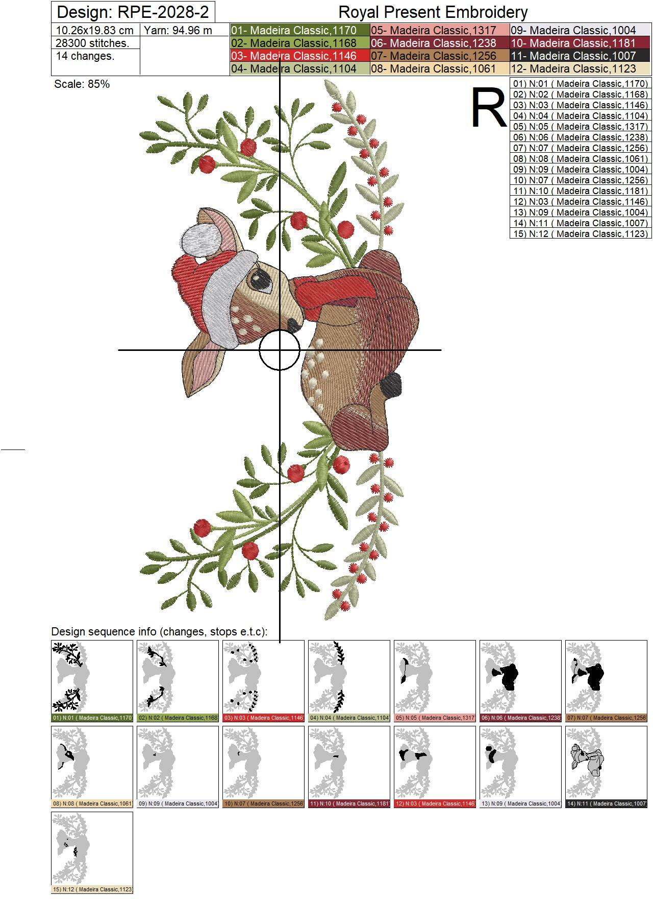 Christmas White-Tailed Fawn Machine Embroidery Design - 2 sizes