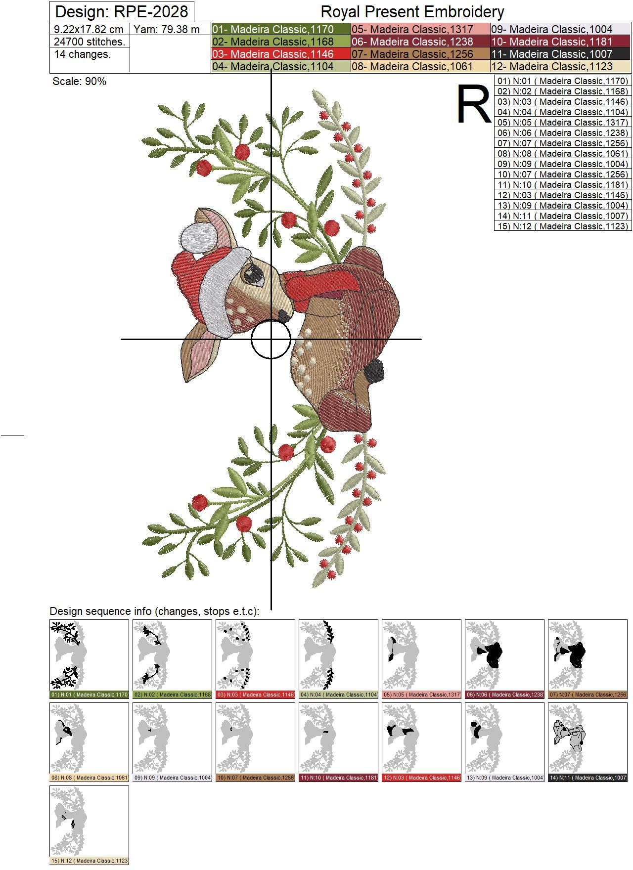 Christmas White-Tailed Fawn Machine Embroidery Design - 2 sizes