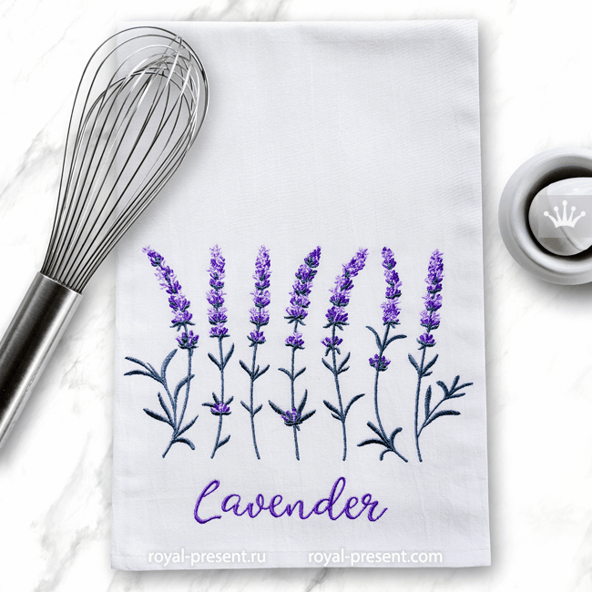 Lavender flowers with the inscription Set of Machine Embroidery Designs RPE-2036