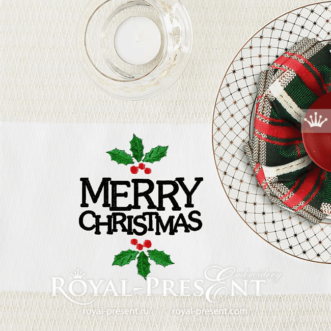 Merry Christmas Inscriptions Machine Embroidery Design - 2 in 1 RPE-2041