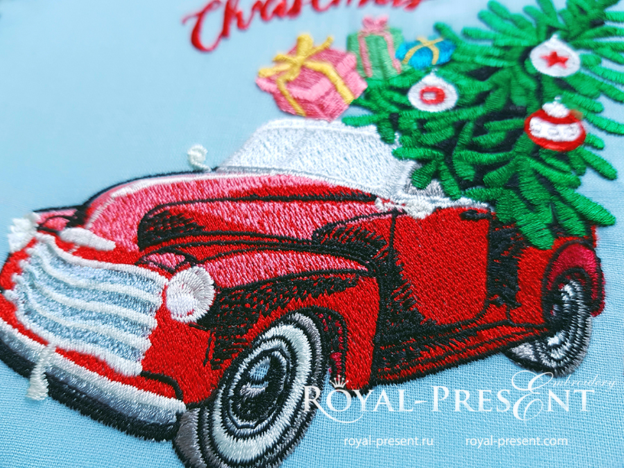 Christmas Truck with a Snowman embroidery designs set - 5 sizes