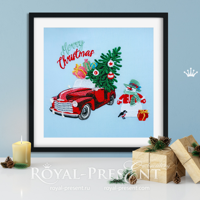 Christmas Truck with a Snowman embroidery designs set - 5 sizes RPE-1606
