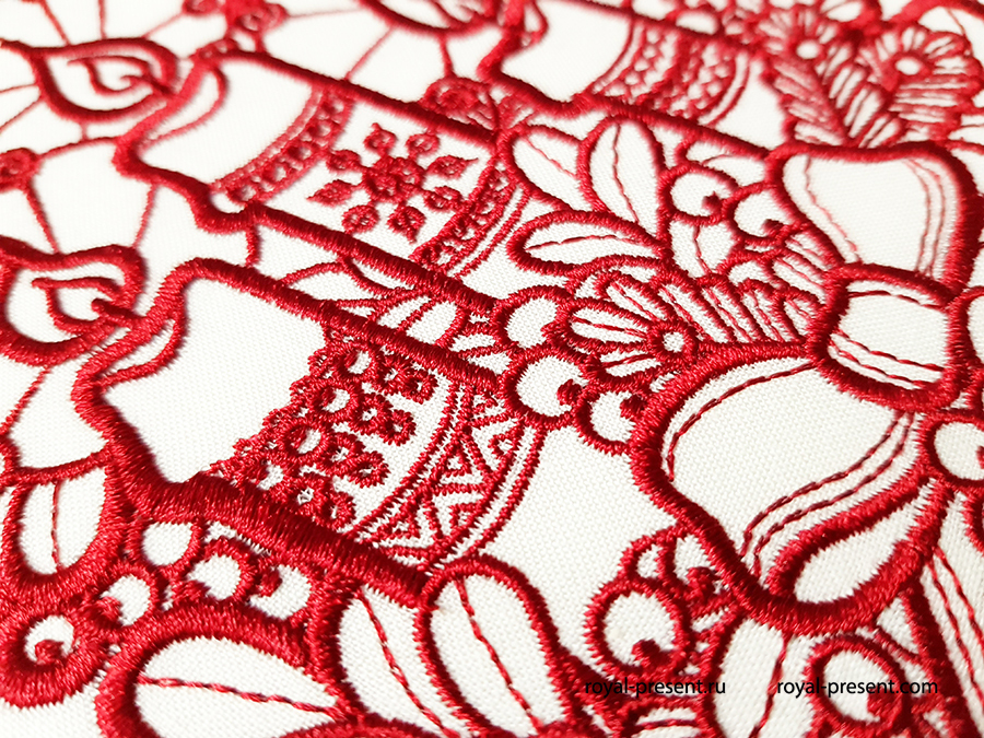 Three Christmas candles Machine Embroidery Design - 5 sizes