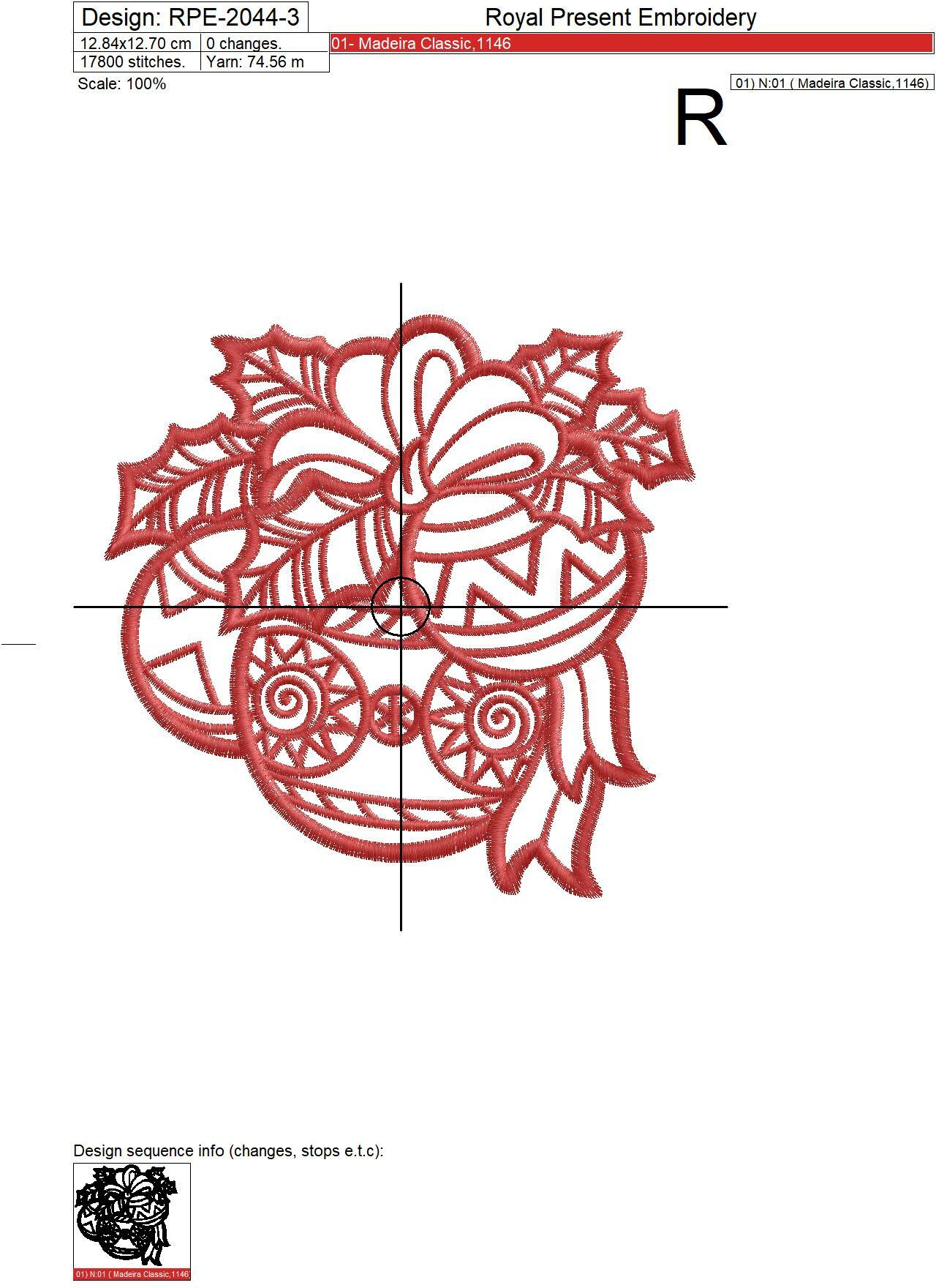 Monochrome Christmas Balls Machine Embroidery Design - 3 sizes