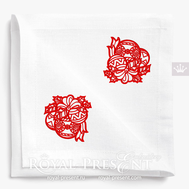 Monochrome Christmas Balls Machine Embroidery Design - 3 sizes