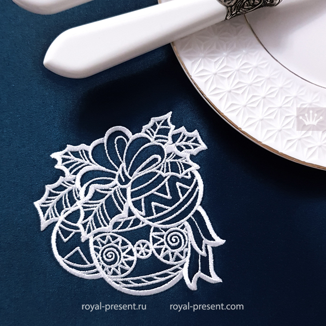 Monochrome Christmas Balls Machine Embroidery Design - 3 sizes RPE-2044