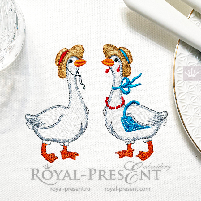 Two beautiful Geese Machine Embroidery Designs RPE-2052