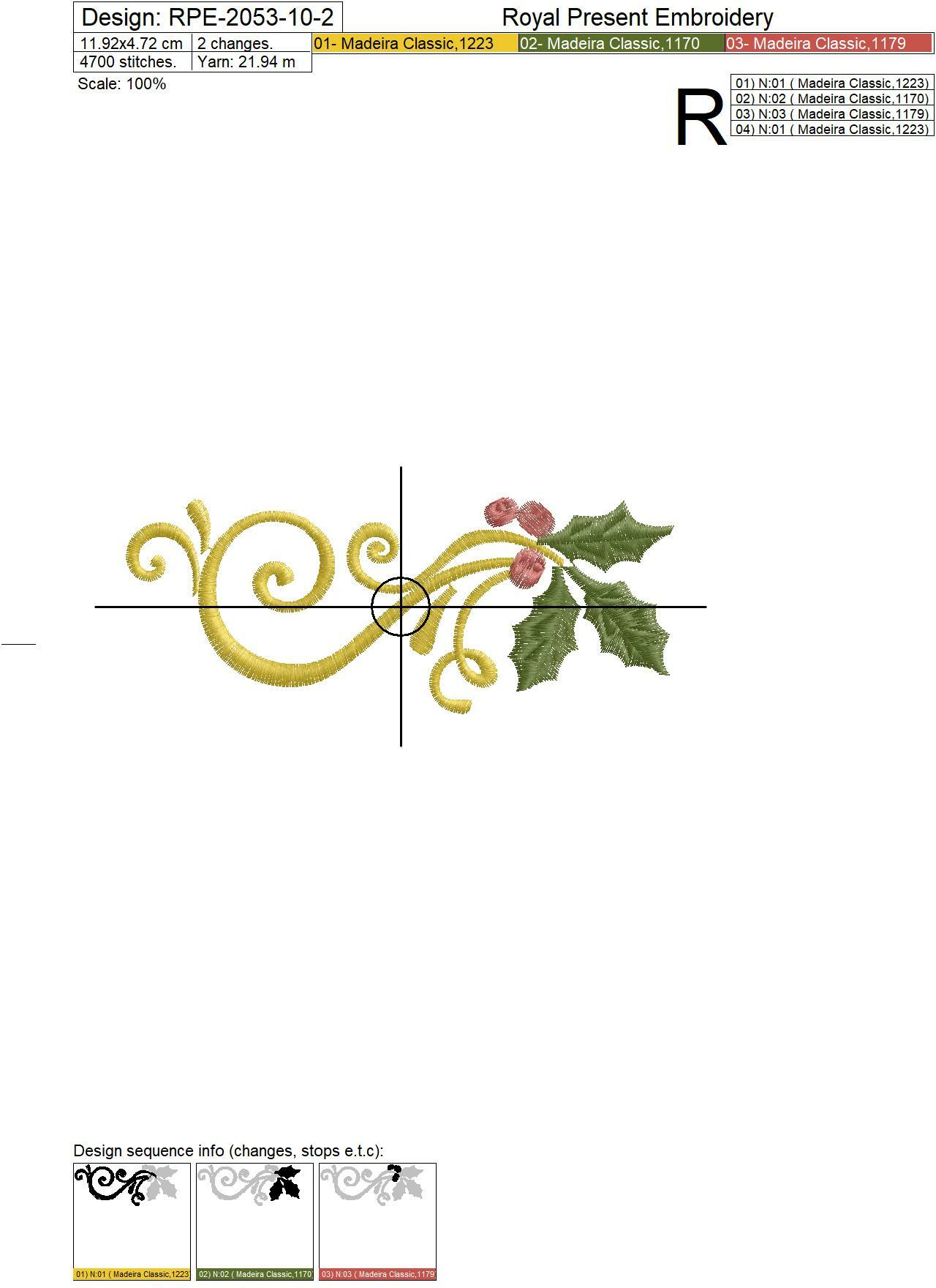 Free Christmas set with a holly for machine embroidery