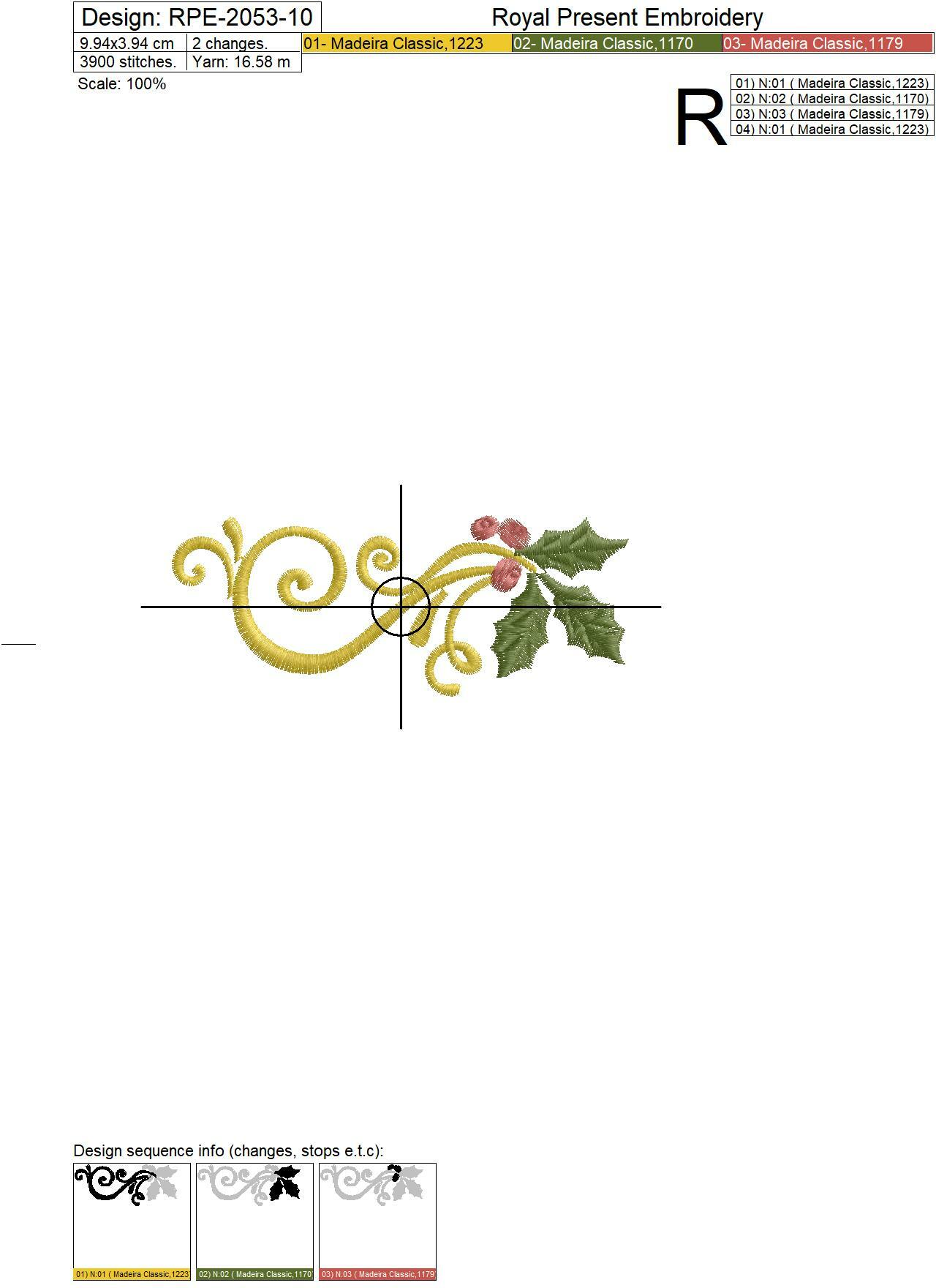 Free Christmas set with a holly for machine embroidery