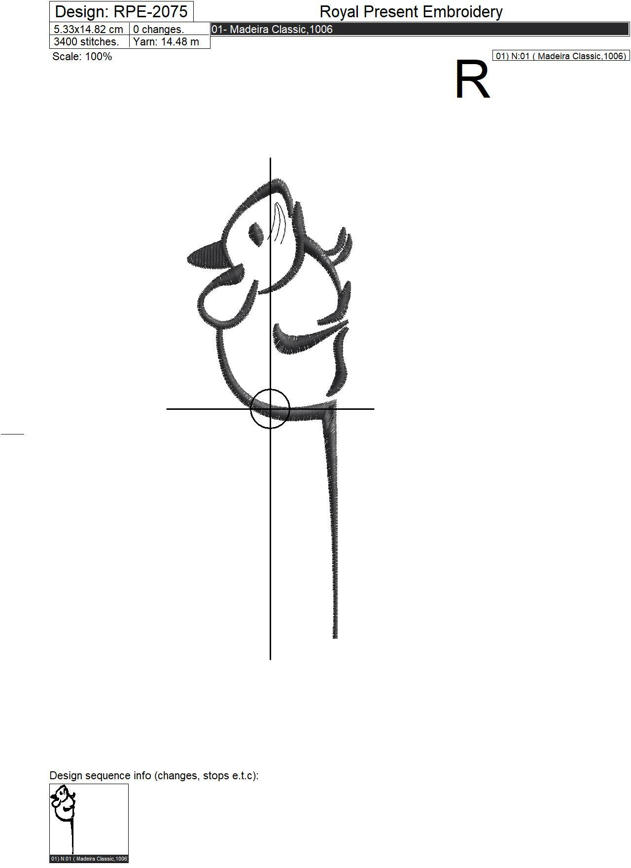 Contour Mouse Machine Embroidery Design