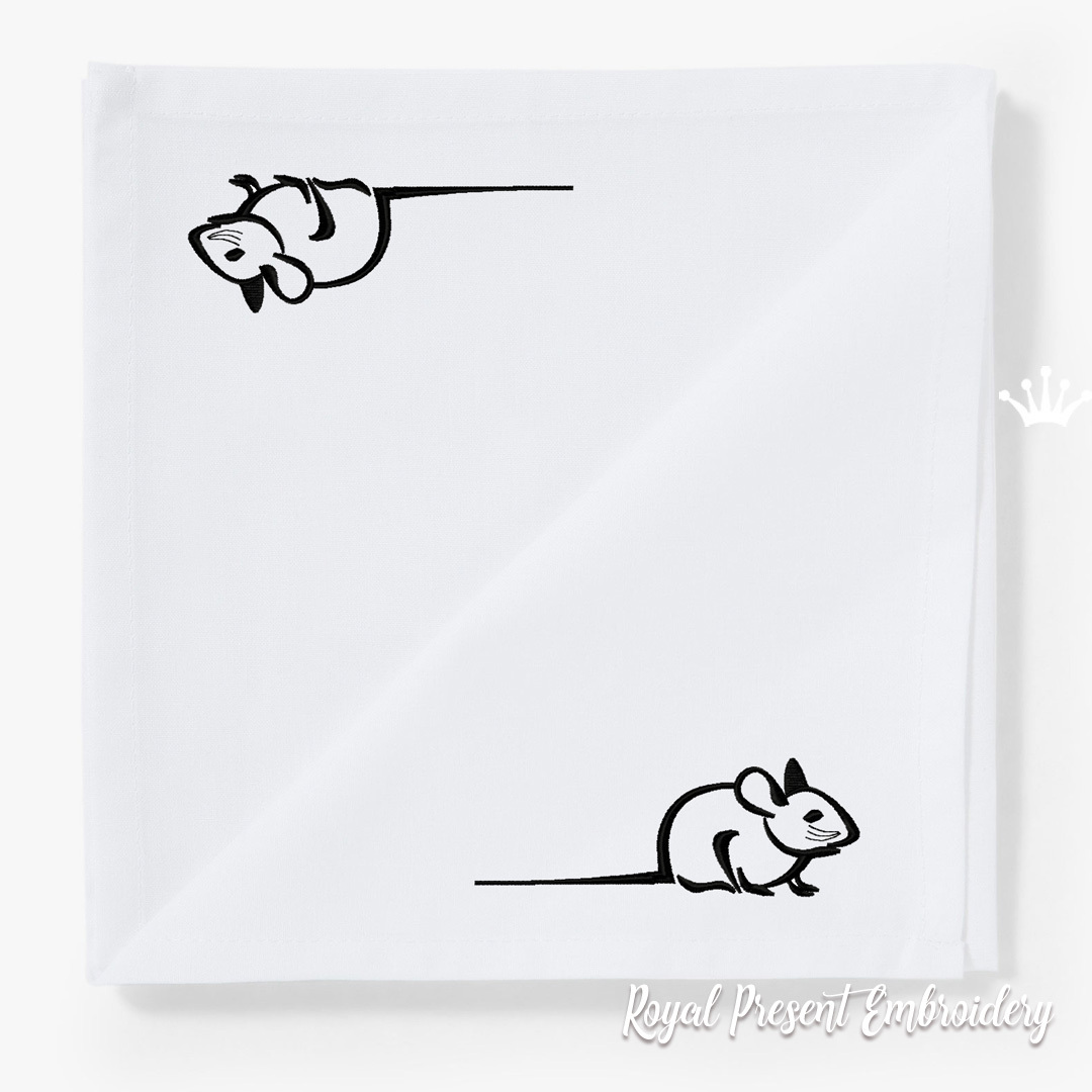 Contour Mouse Machine Embroidery Design