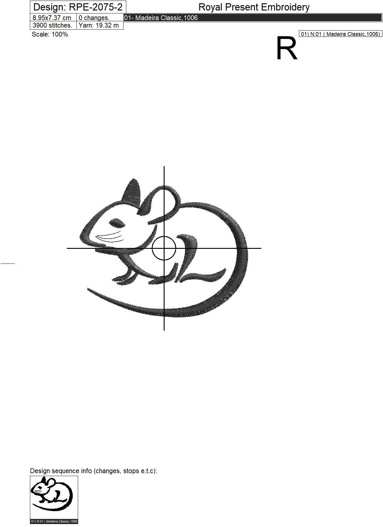 Contour Mouse Download Machine embroidery design