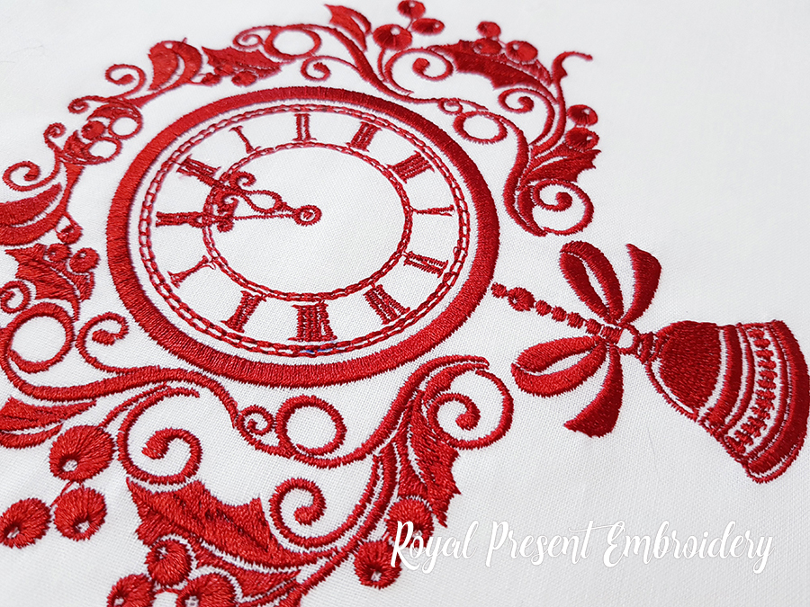 Christmas Clock Digital Machine Embroidery Design - 5 sizes