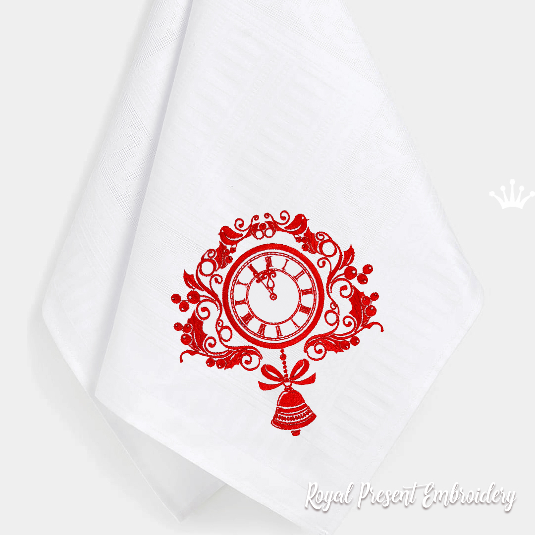 Christmas Clock Digital Machine Embroidery Design - 5 sizes