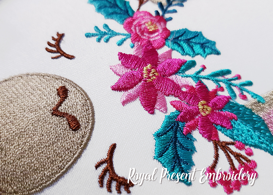 Christmas Lama Head Machine Embroidery Design - 3 sizes