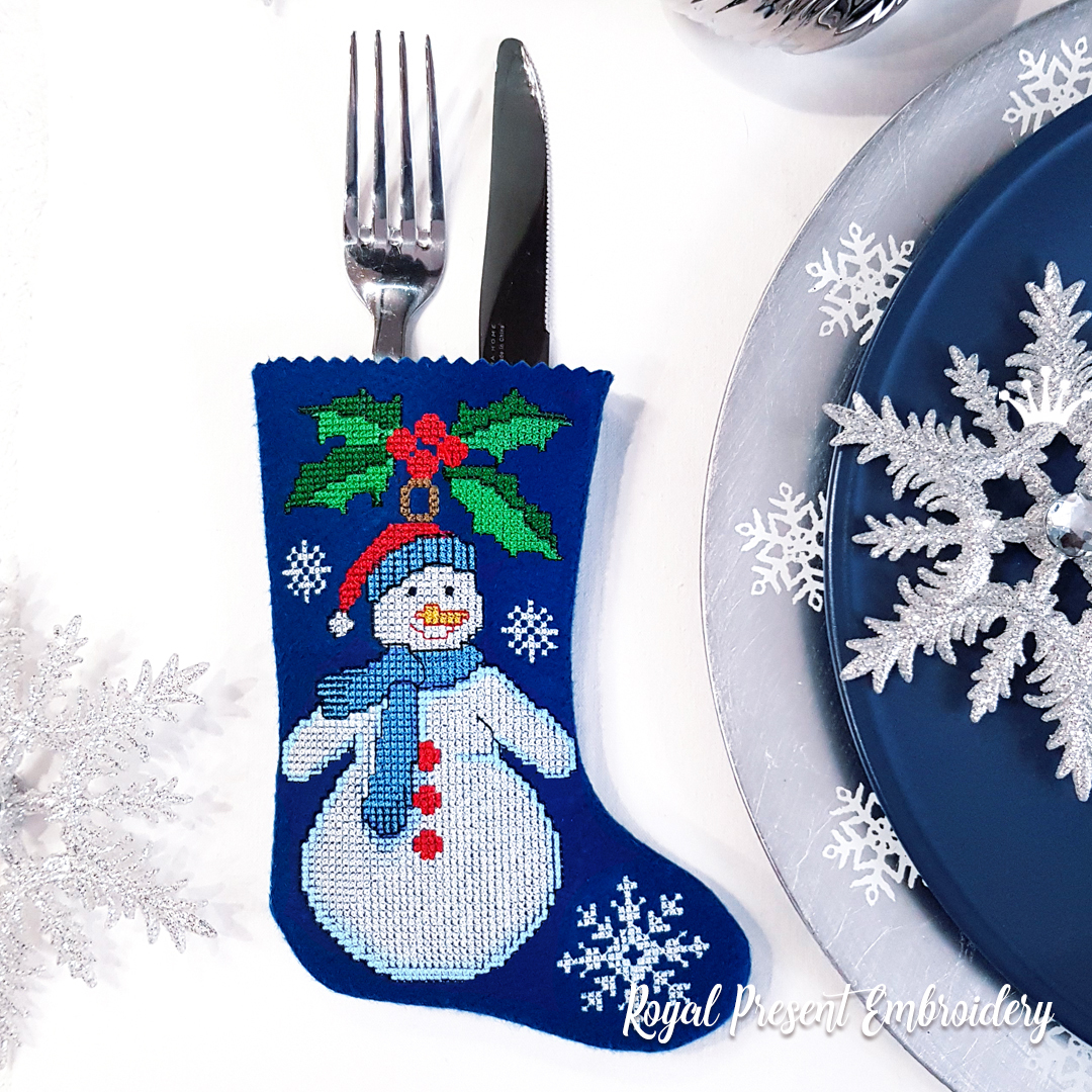 ITH Christmas stocking with Snowman Christmas Toy Cross-stitch Machine Embroidery Design RPE-2098