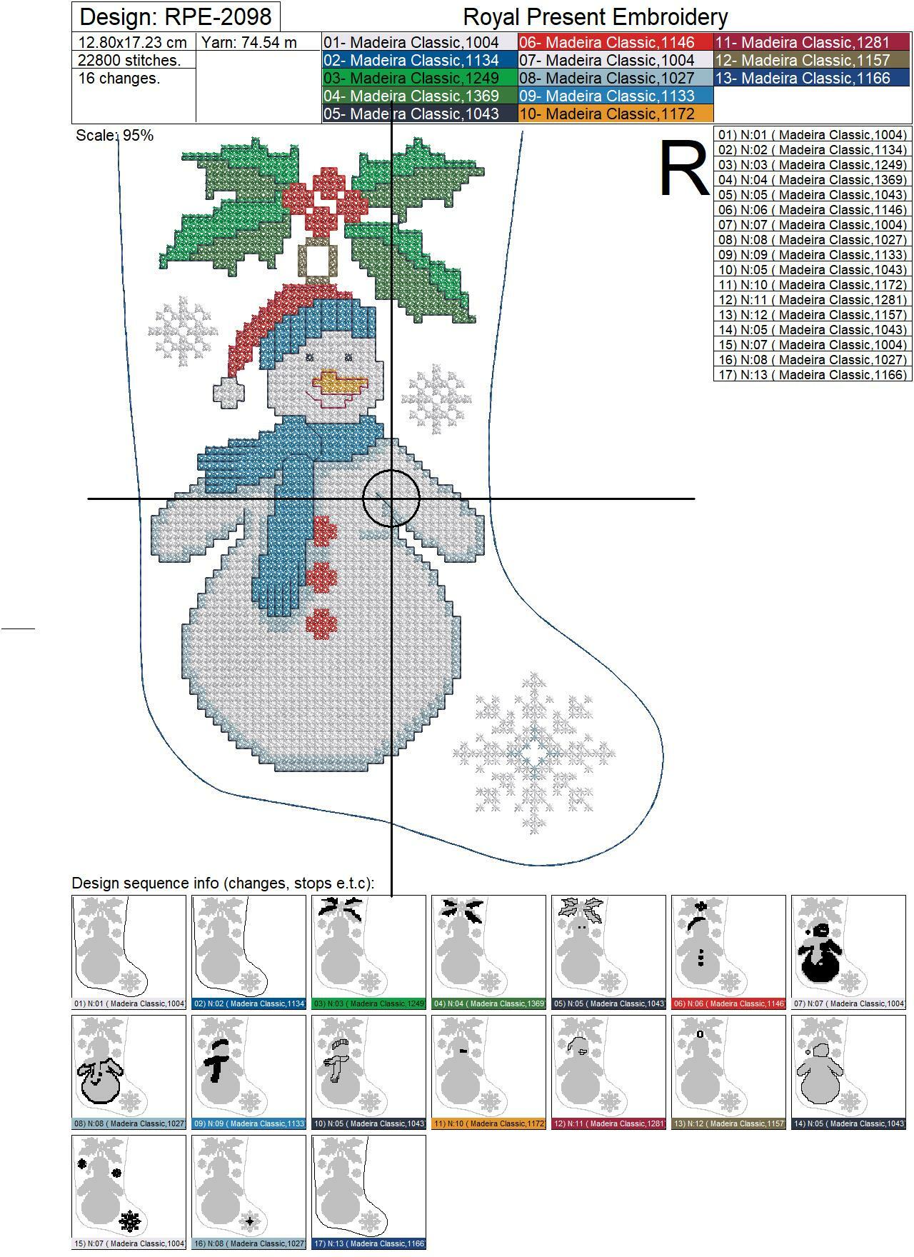 ITH Christmas stocking with Snowman Christmas Toy Cross-stitch Machine Embroidery Design