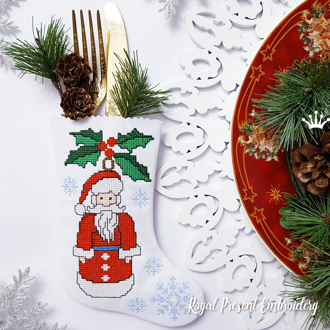 ITH Christmas stocking with Santa Christmas Toy Cross-stitch Machine Embroidery Design RPE-2100