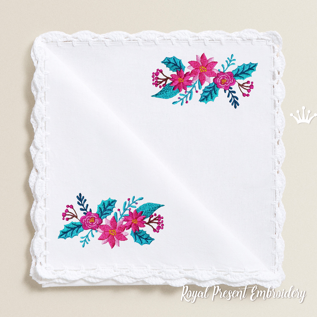 Winter Poinsetia Digital Machine Embroidery Design - 3 sizes
