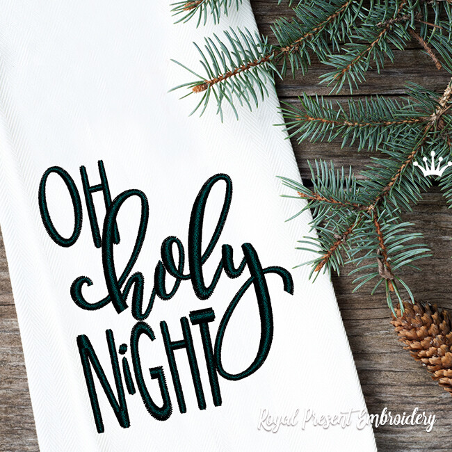 Oh Holy Night inscription Free machine embroidery design - 3 sizes Oh Holy Night inscription Free machine embroidery design - 3 sizes
