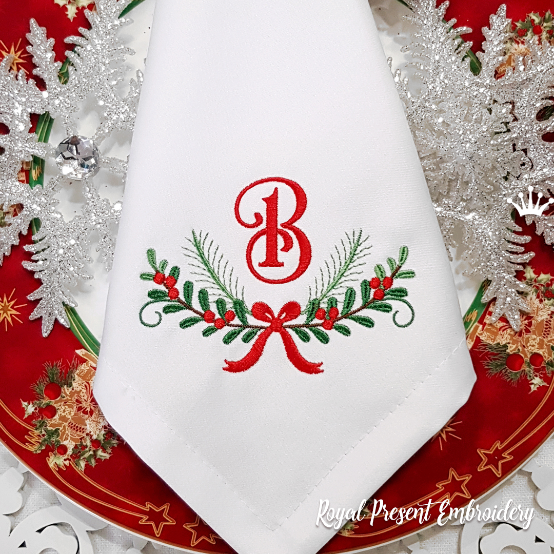 Christmas decoration with berries Machine embroidery design RPE-2122-2