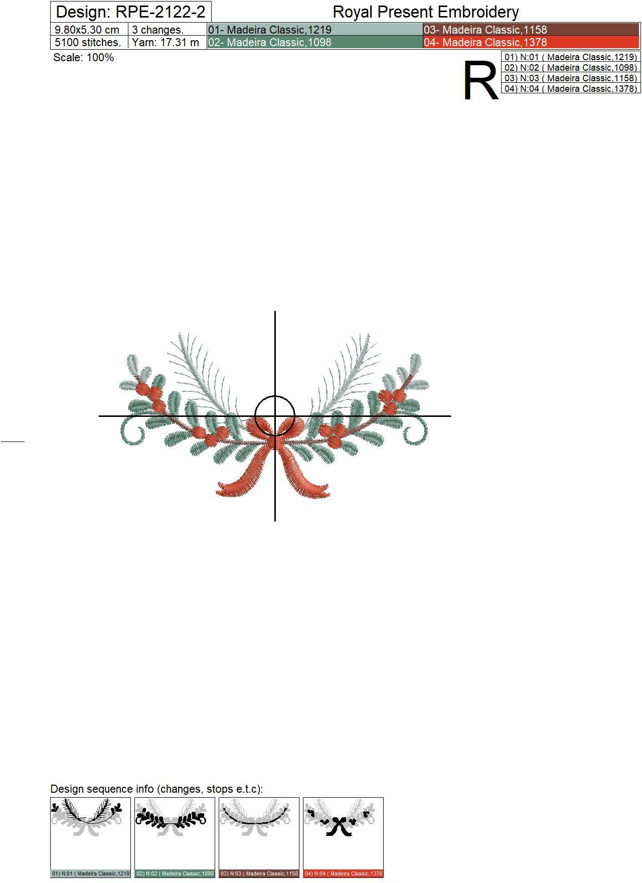 Christmas decoration with berries Machine embroidery design