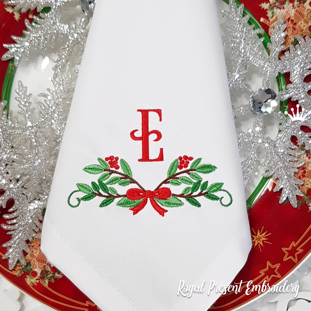 Christmas decoration with bow Machine embroidery design RPE-2124-3
