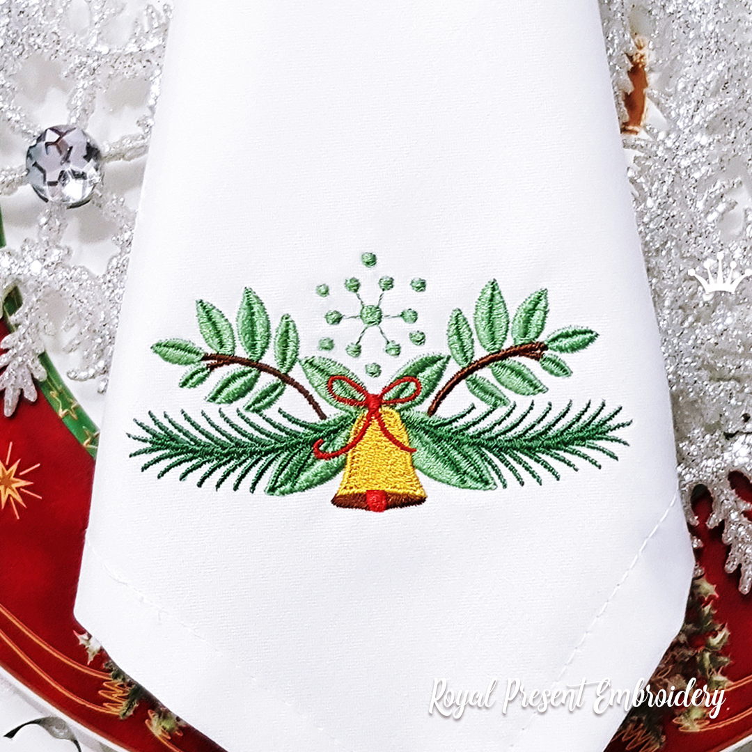 Decoration with Christmas bell Machine embroidery design RPE-2124