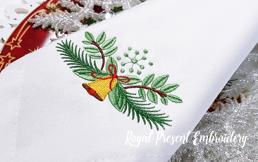 Decoration with Christmas bell Machine embroidery design
