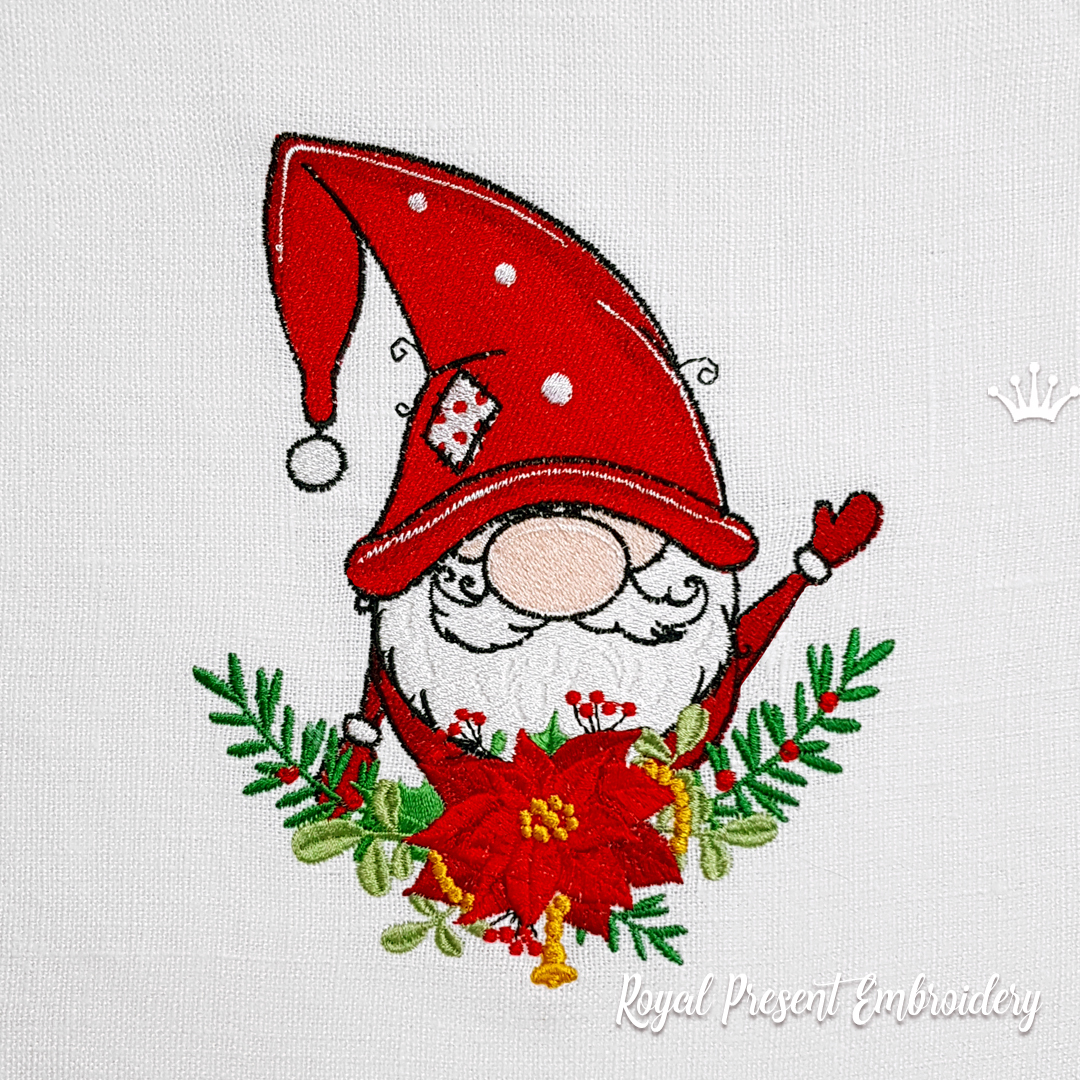Christmas Gnome Machine Embroidery Design - 2 sizes RPE-2127