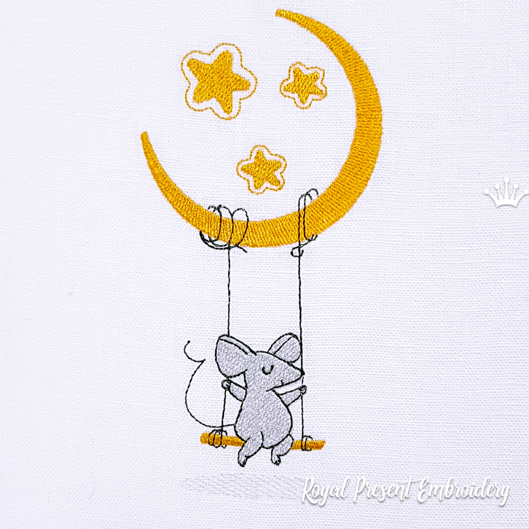 Tiny Mice on swing Machine Embroidery Design RPE-2126