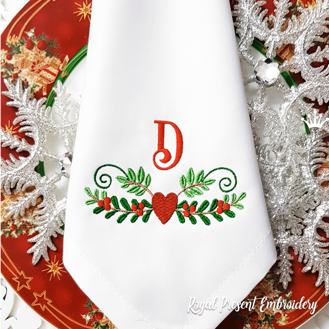 Christmas adornment with heart Machine embroidery design RPE-2123-2